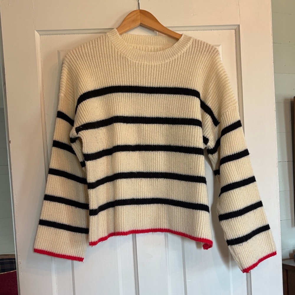 Striped Cream and Black Sweater